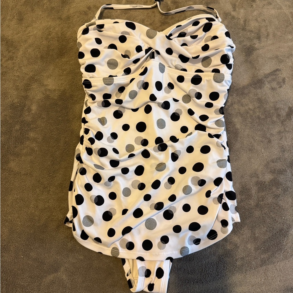 Jantzen Black and White Polka Dot Kids Swim One Piece